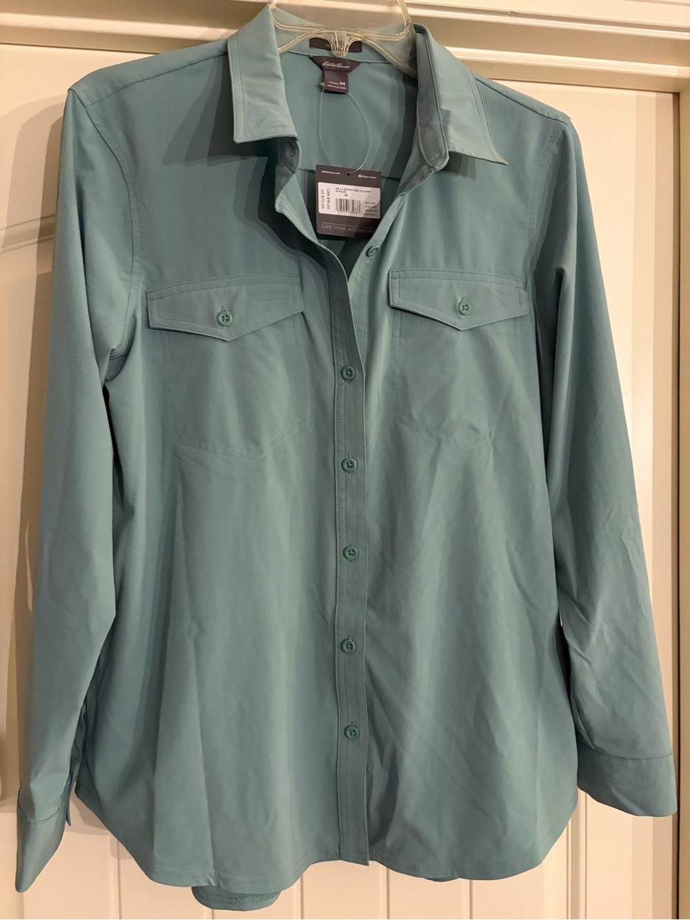 Eddie Bauer Women’s Long Sleeve Button-Down Shirt in Teal